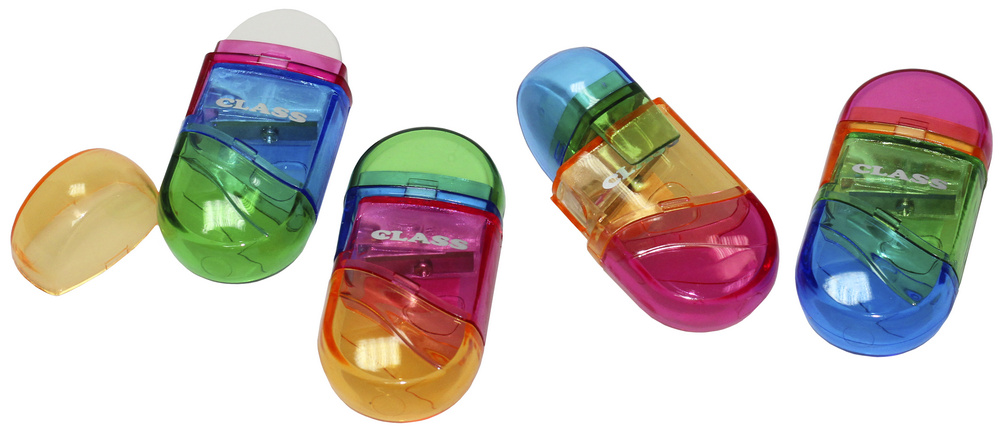 Підстругачка для олівців CLASS (4829С), пластикова, з контейнером та ластиком